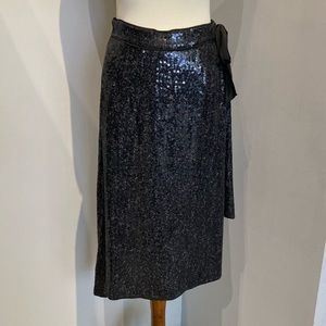 Diane Von Furstenberg Black Sequin Wrap Skirt